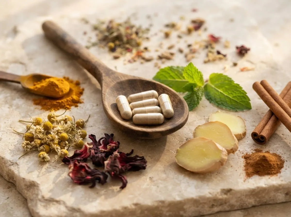Composición de hierbas y bienestar natural latinoamericano