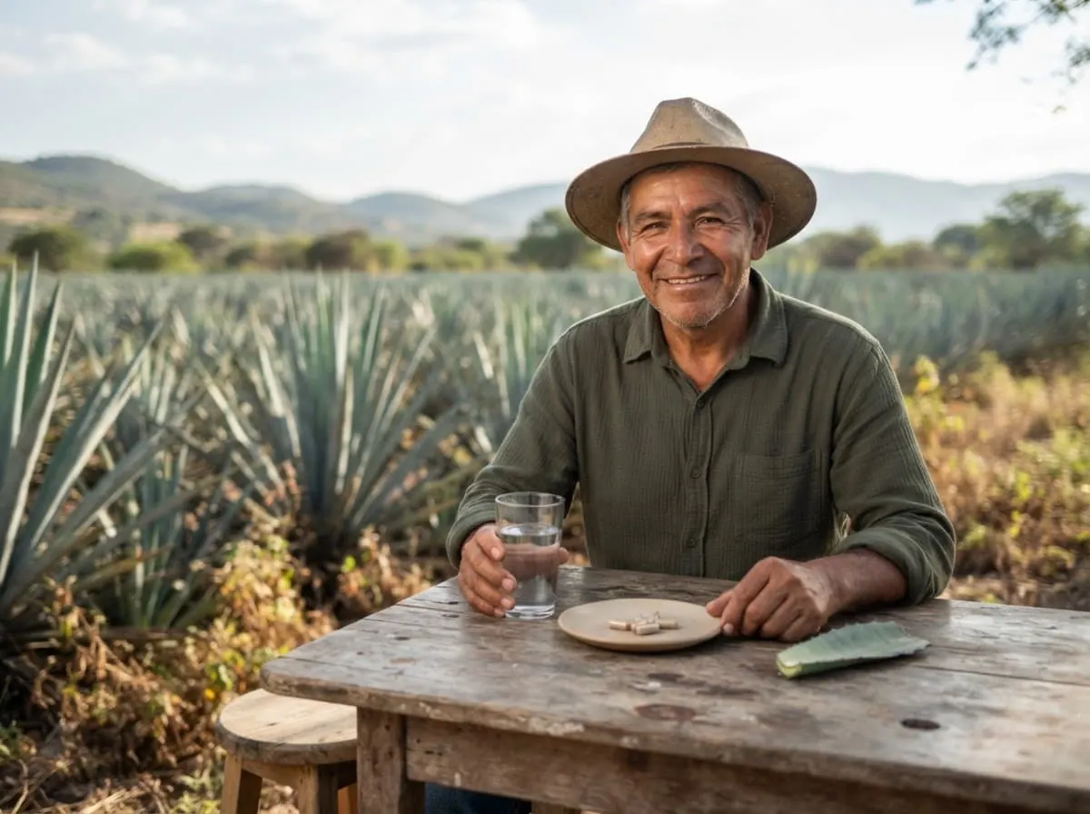 Persona en un entorno natural y agrícola mexicano