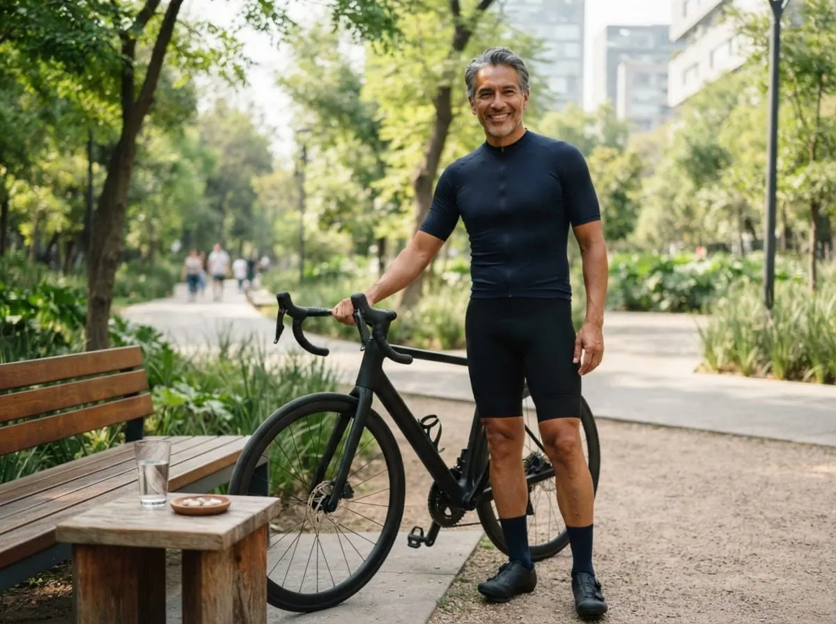 Persona mexicana en bicicleta con vida activa